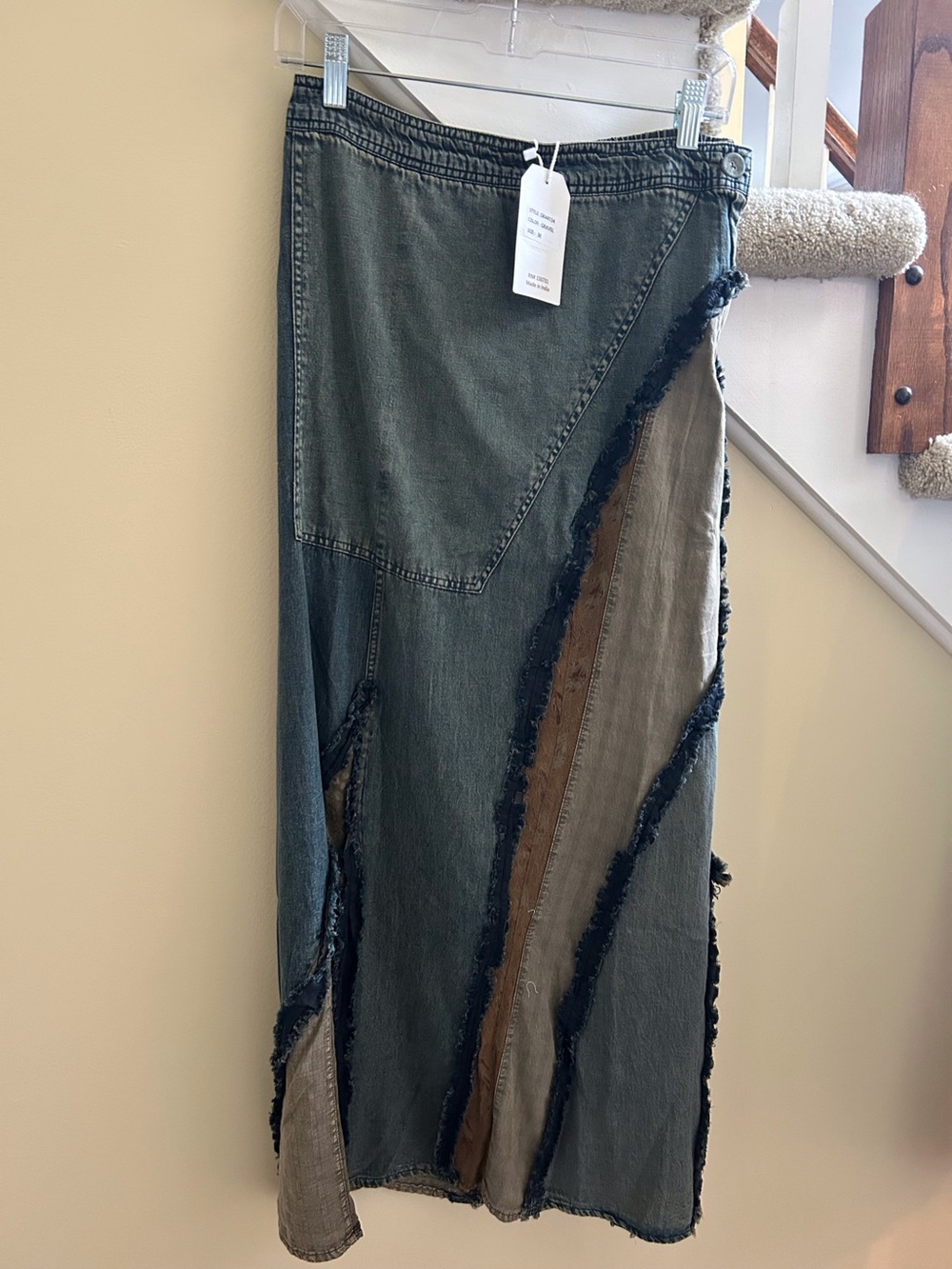 YOUNG THREADS NWT Skirt Denim Maxi Gravel dye medium